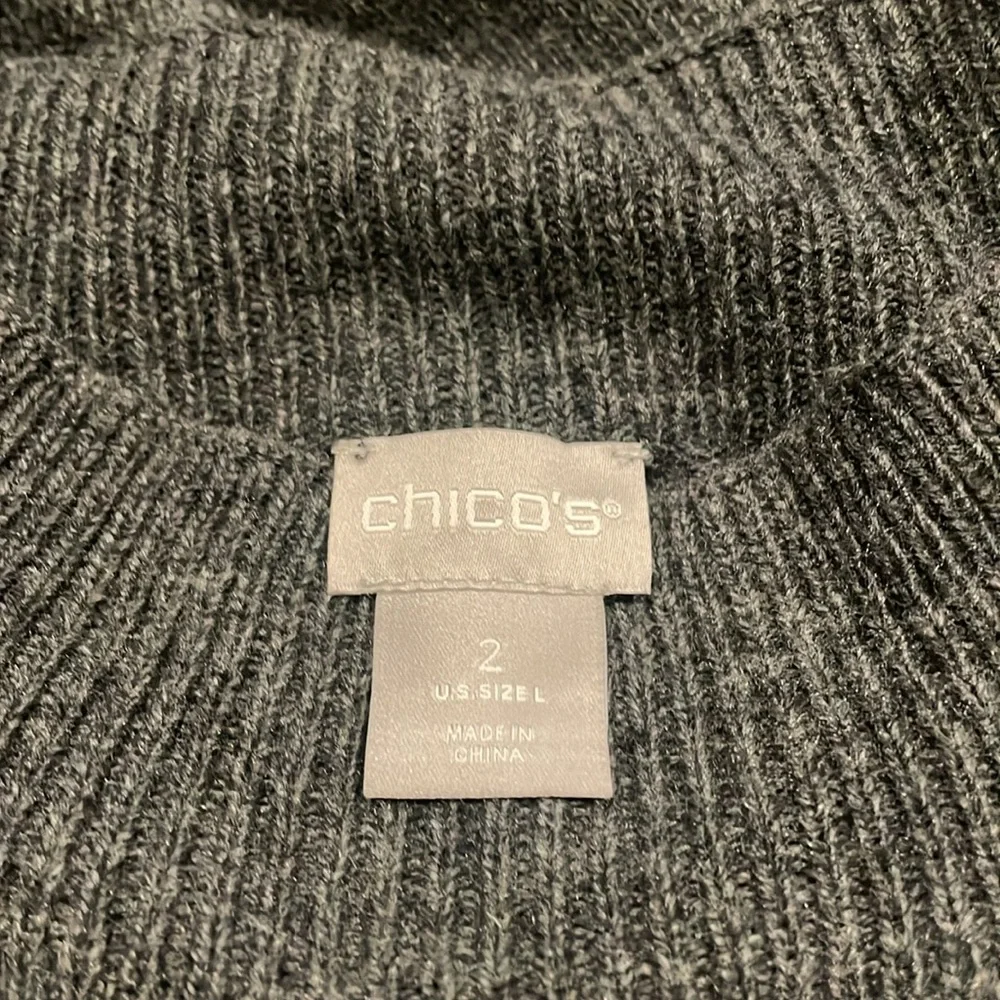 Chico’s gray sweater with white cheetahs.  Size 2 which is a Large. L 4 - Picture 5 of 6